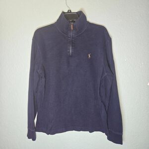 Polo Ralph Lauren Quarter Zip Pullover Sweater Mens Medium Estate Rib Navy Blue